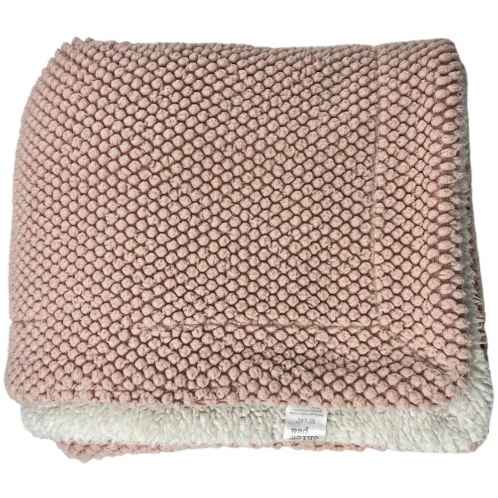 Chick Pea Pink Bumpy Textured Baby Blanket Beige Sherpa 30x40 Soft Girl EUC